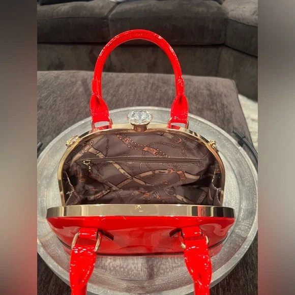 Women red fancy shoulder bag/10x7x5in - Picture 8 of 10